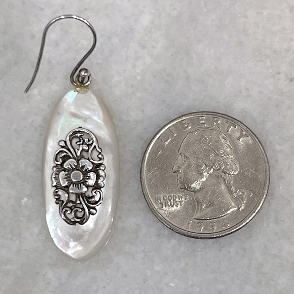 Mother Of Pearl Sterling Silver Dangle Earrings - Picture 10 of 10